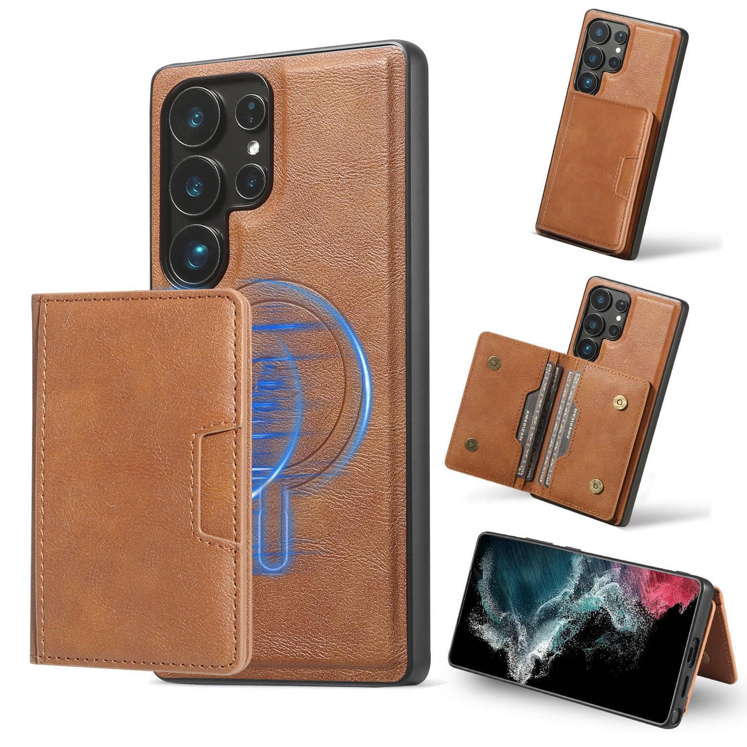 Dteck - Detachable Magnetic PU Leather Cover For Samsung Galaxy S26 Ultra, Shockproof Card Holder Wallet Protection Case - Brown price history on PriceWatchPro