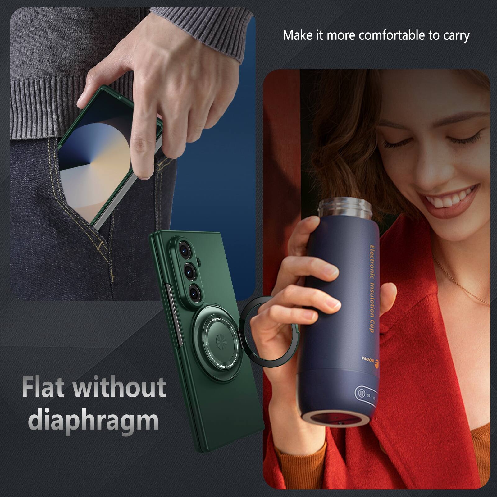 Make it more comfortable to carry  
Electronic Insulation Cup Flat without diaphragm  
FAGOR