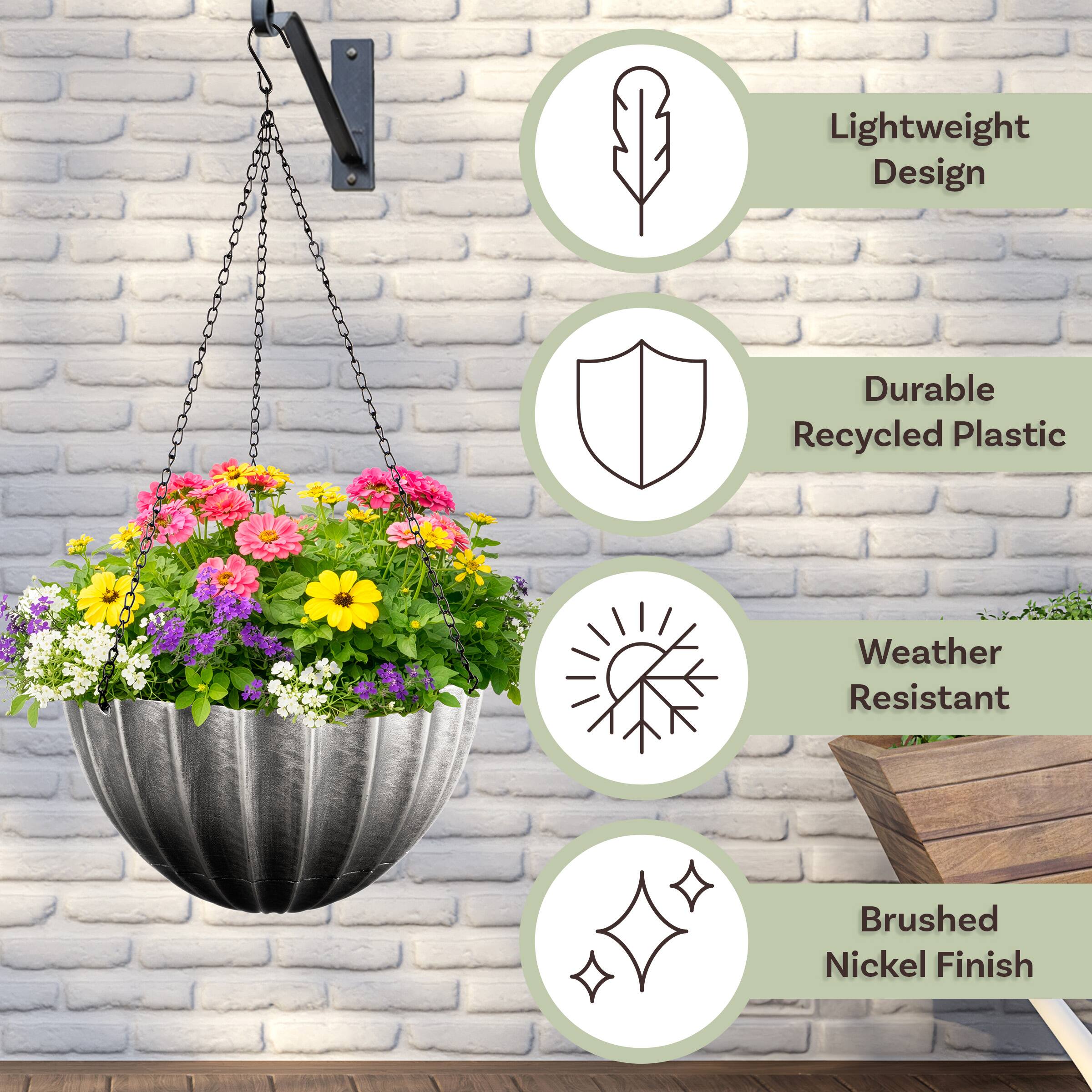 - Lightweight Design
- Durable Recycled Plastic
- Weather Resistant
- Brushed Nickel Finish