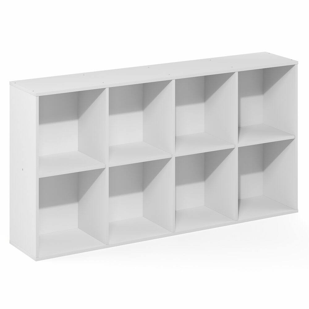 Back. Furinno - LUDER Book Shelf, Bookcase with Open Shelves, 8-Cube Bookshelf, 9.5 x 24.6 x 47 - White.