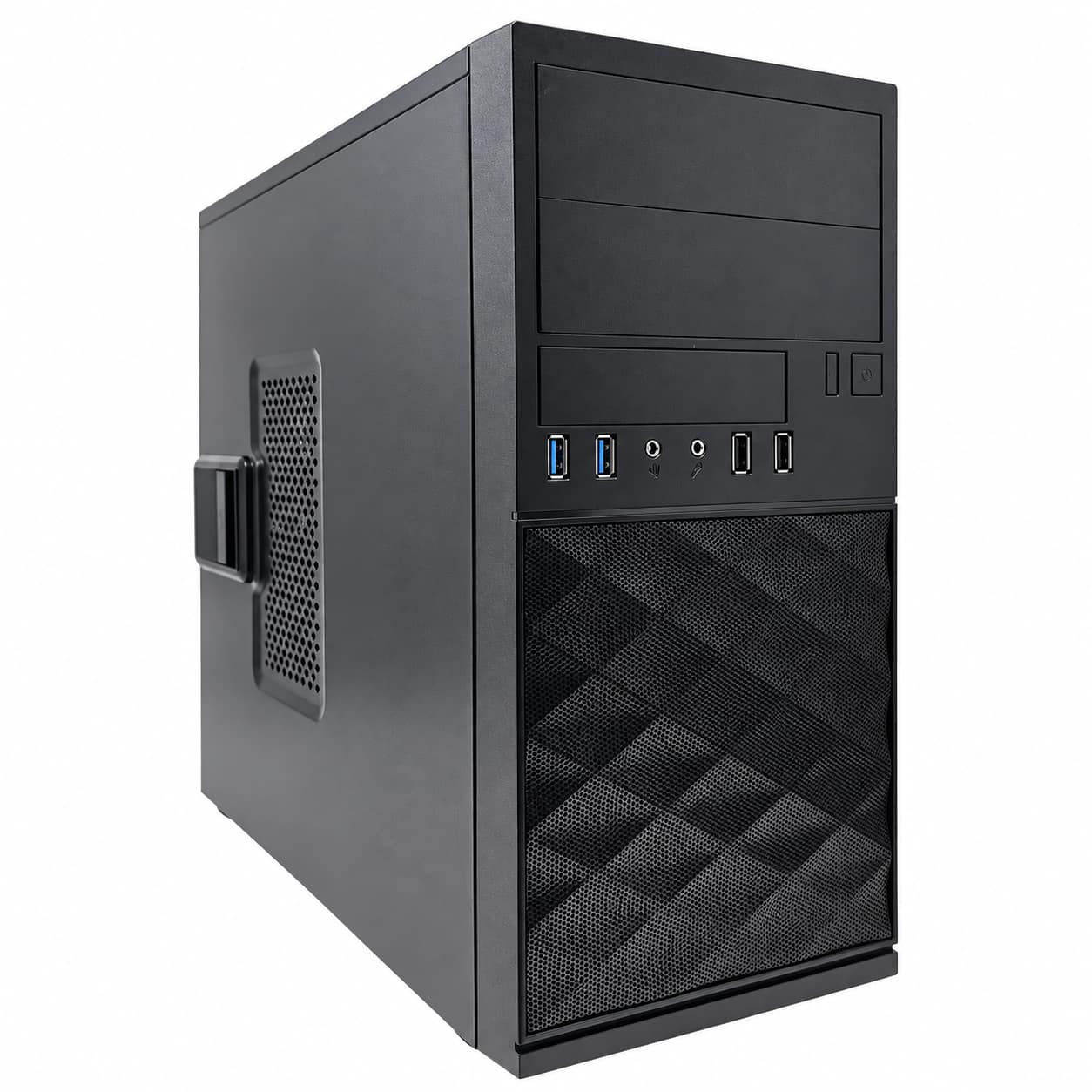 In Win - EFS052 Micro-ATX Mini Tower PC Case with 450W Power Supply Pre-Installed, 7 Drive Bays, 92mm Rear Fan - Black