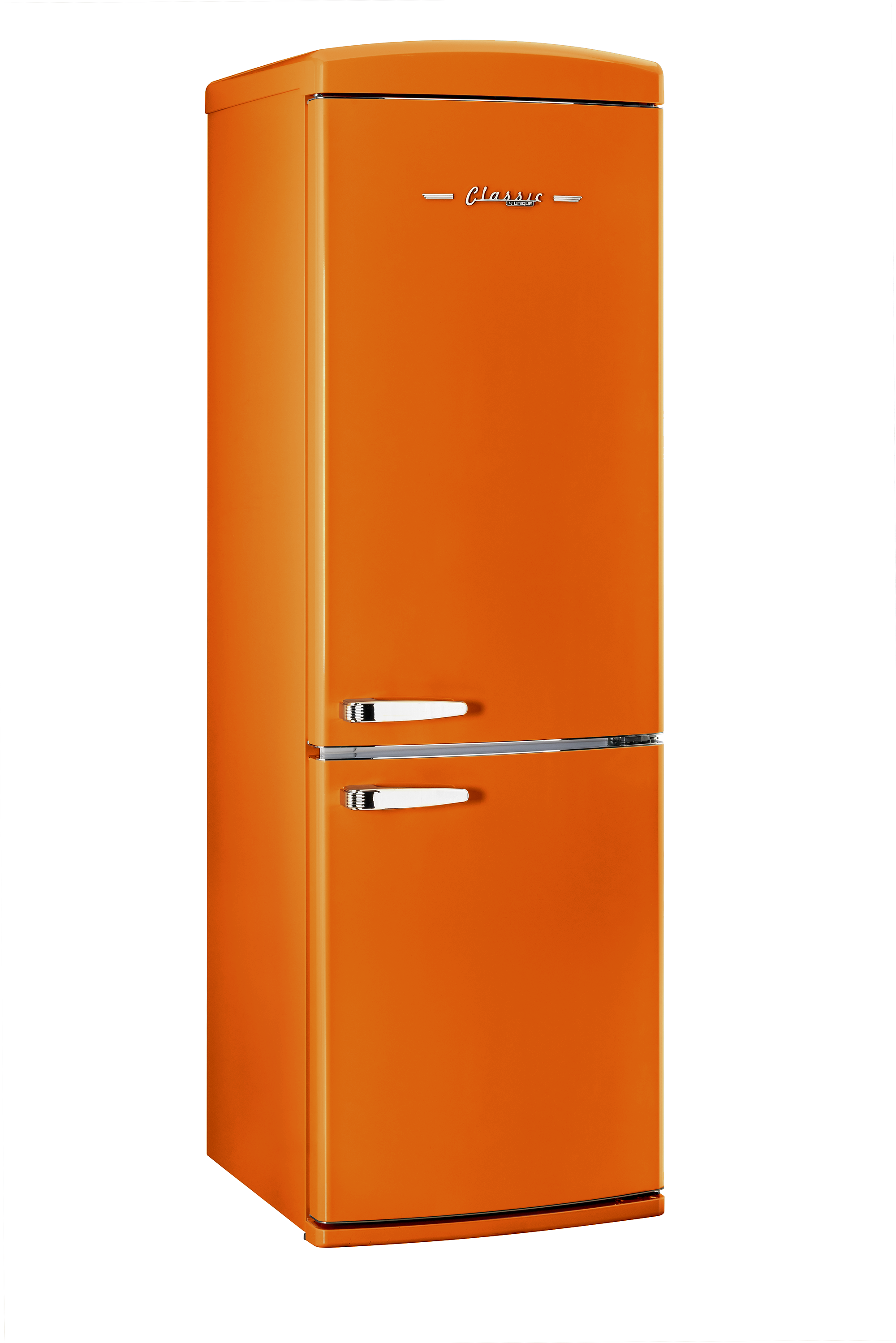 Angle. Unique Appliances - Classic Retro 23.8 in 11.7 cu. ft. Frost Free Retro Bottom Freezer Refrigerator ENERGY STAR - Orange Creamsicle.
