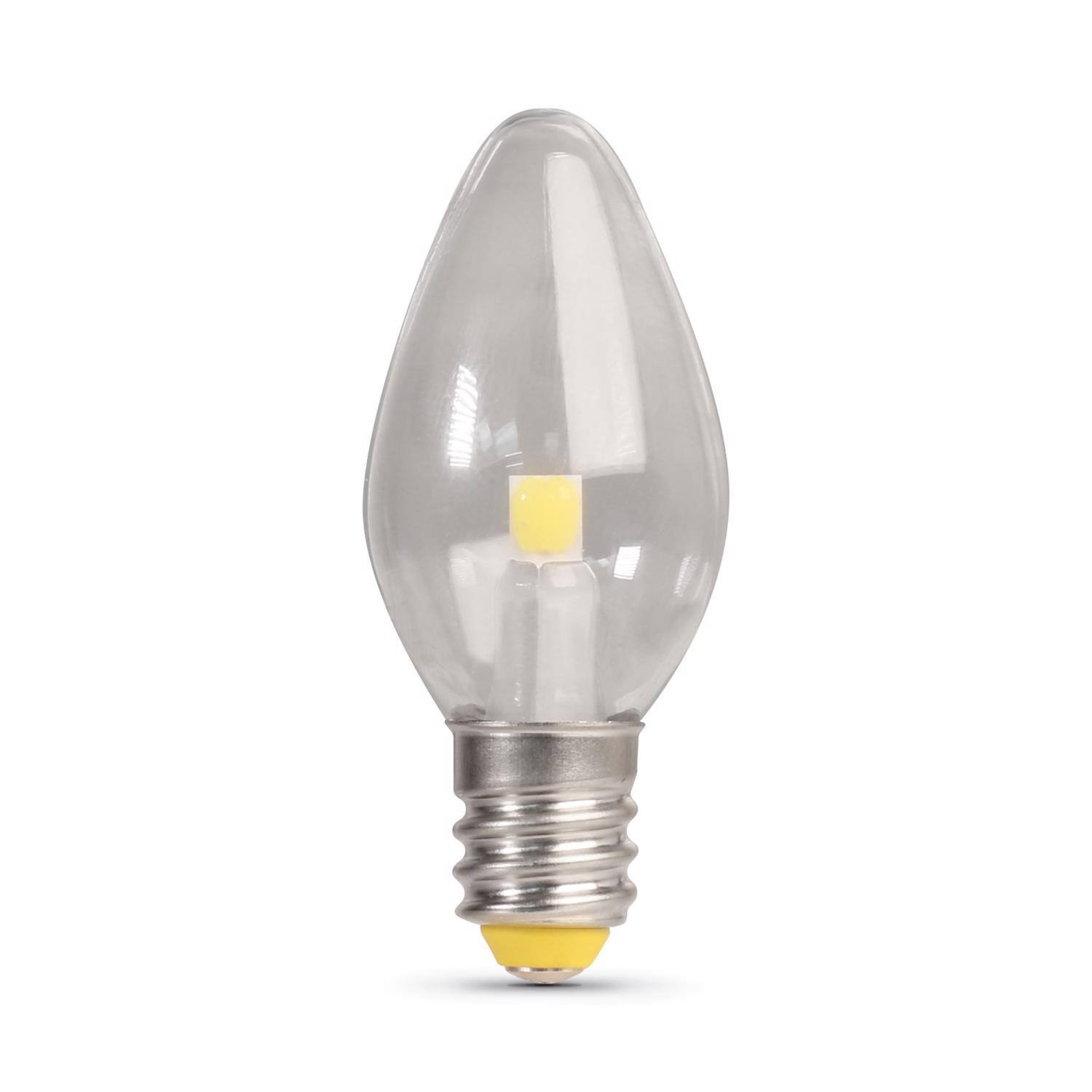 Angle. FEIT ELECTRIC - Feit C7 E12 (Candelabra) LED Bulb Soft White 4 Watt Equivalence 4 pk.