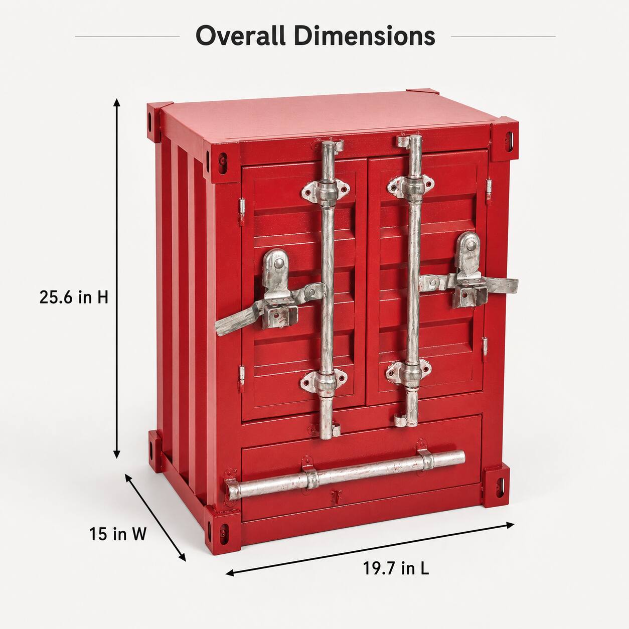 Overall Dimensions
25.6 in H
15 in W
19.7 in L