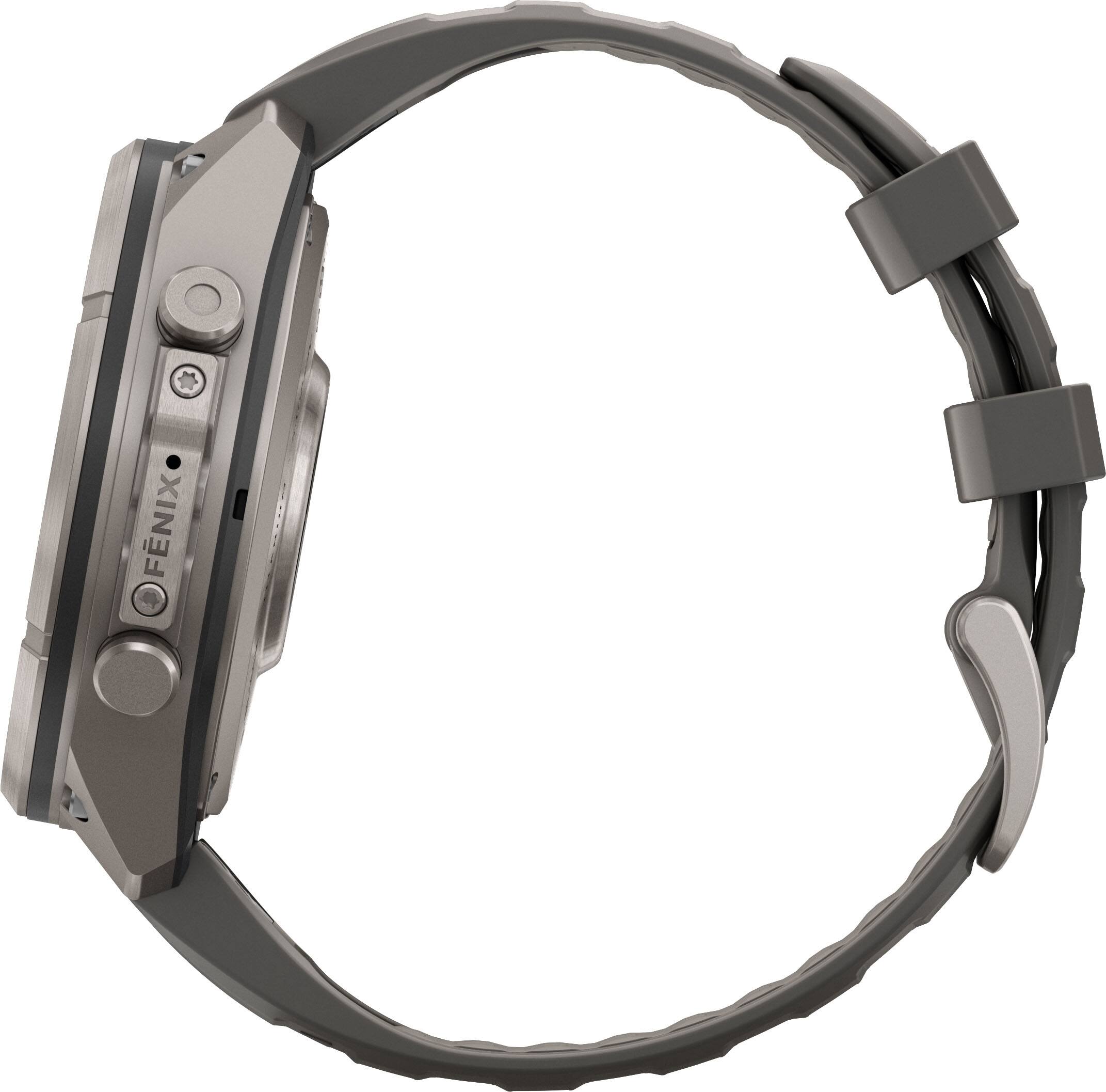 Alt View 7. Garmin - fēnix 9 Pro - Solar GPS Smartwatch 47 mm Titanium - Pebble Gray/Silver Gray Silicone Band.