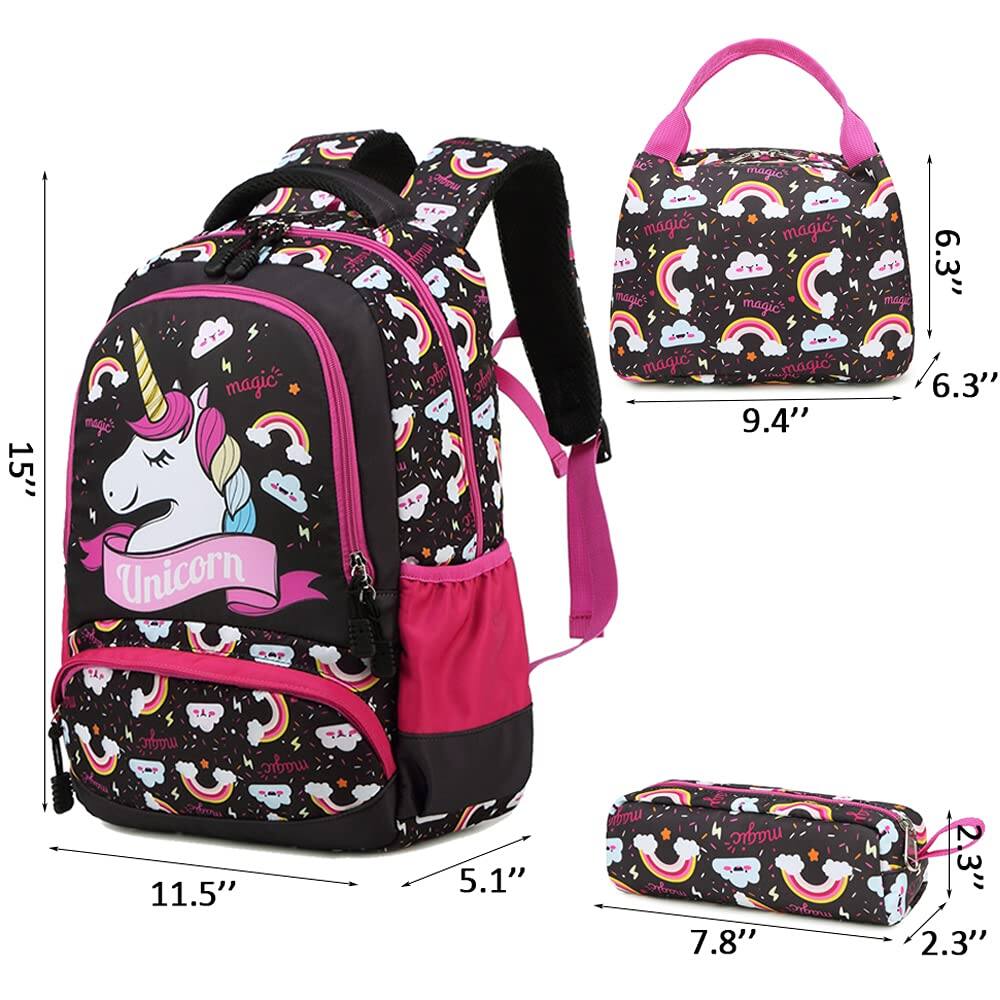Alt View 2. Cozy Serene - Backpack For Elementary School Bookbag Set Cute Unicorn Backpacks Water Resistant - Caticorn Pink.
