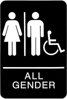 Headline - Sign, ADA Restroom Sign, ALL GENDER Handicap Accessible, 6" x 9" - Black/White