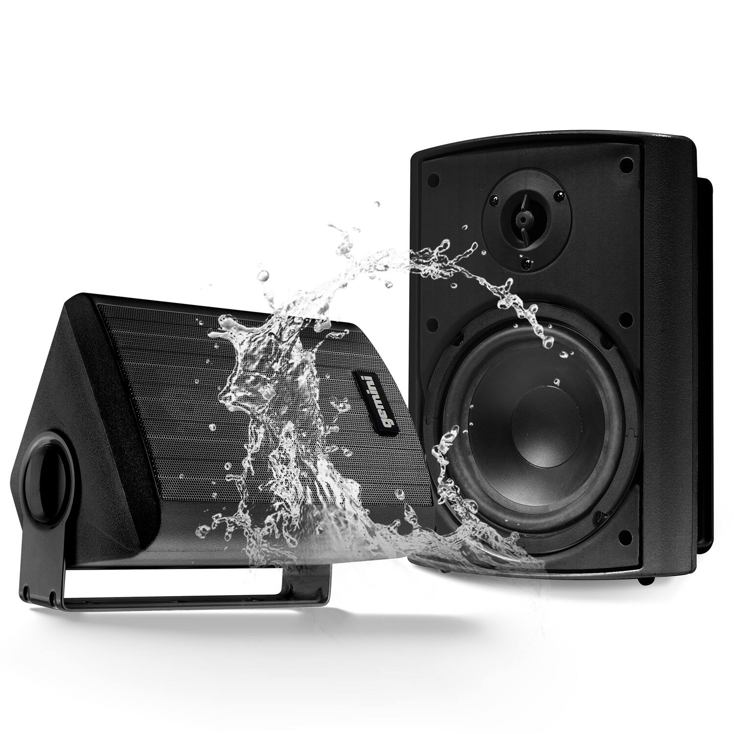 Alt View 1. Gemini - GHSI Series GHSI-W650BT-PR Outdoor Bluetooth 300-Watt-Peak Speaker Set with Mounting Brackets and Remote, 2 Count - Black.