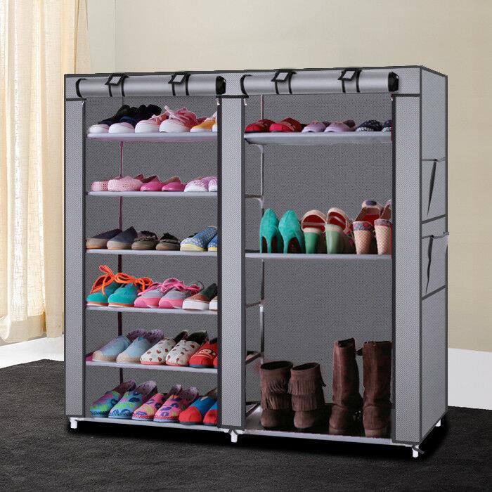Alt View 1. Winado - 45" Portable Double Door 6 Tier 12 Grids 36 Pairs Multi Shoe Rack Shoe Shelf Storage Closet Organizer Cabinet with Cover - Gray.