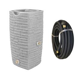 Good Ideas - Impressions Riverwalk 50 Gallon Rain Barrel, Light Granite & 50' Hose