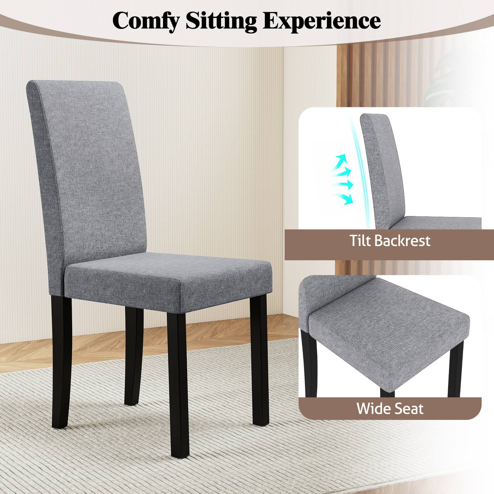 Comfy Sitting Experience

- Tilt Backrest
- Wide Seat