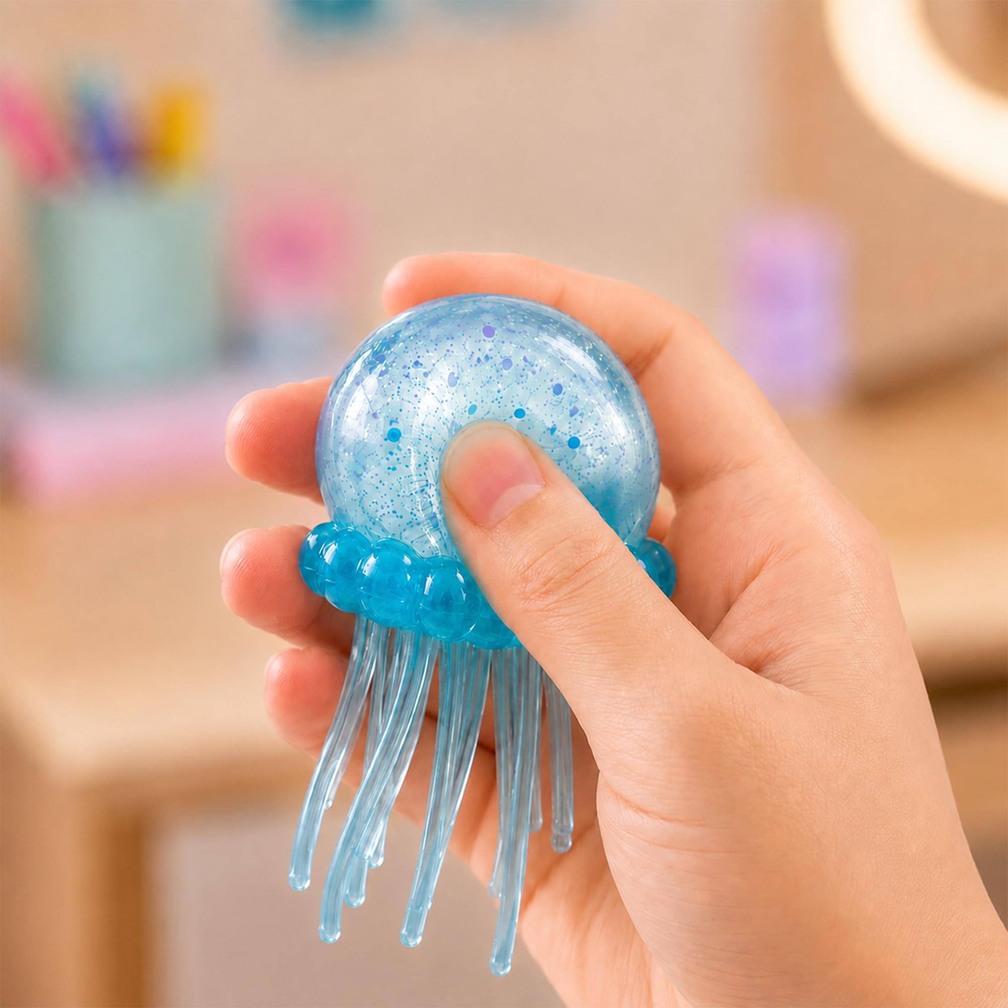 Alt View 2. Puka Creations - Squishy Jellyfish 3.5-Inch Stress Reliever | Blue - Blue.