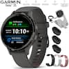 GARMIN Venu 3S
- BRIGHT 1.2" AMOLED TOUCHSCREEN DISPLAY
- UP TO 18 DAYS OF BATTERY LIFE IN SMARTWATCH MODE
- DETAILED HEALTH AND WELLNESS INSIGHTS
- ADVANCED FITNESS FEATURES
- WORKS WITH THE GARMIN CONNECT APP ON IPHONE AND ANDROID SMARTPHONES
Notifications
4 2
GARMIN
SAT 01
10:10:38
Body Battery
82 Moderate