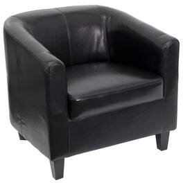 Emma + Oliver - Faux Leather Lounge Chair with Sloping Arms - Black