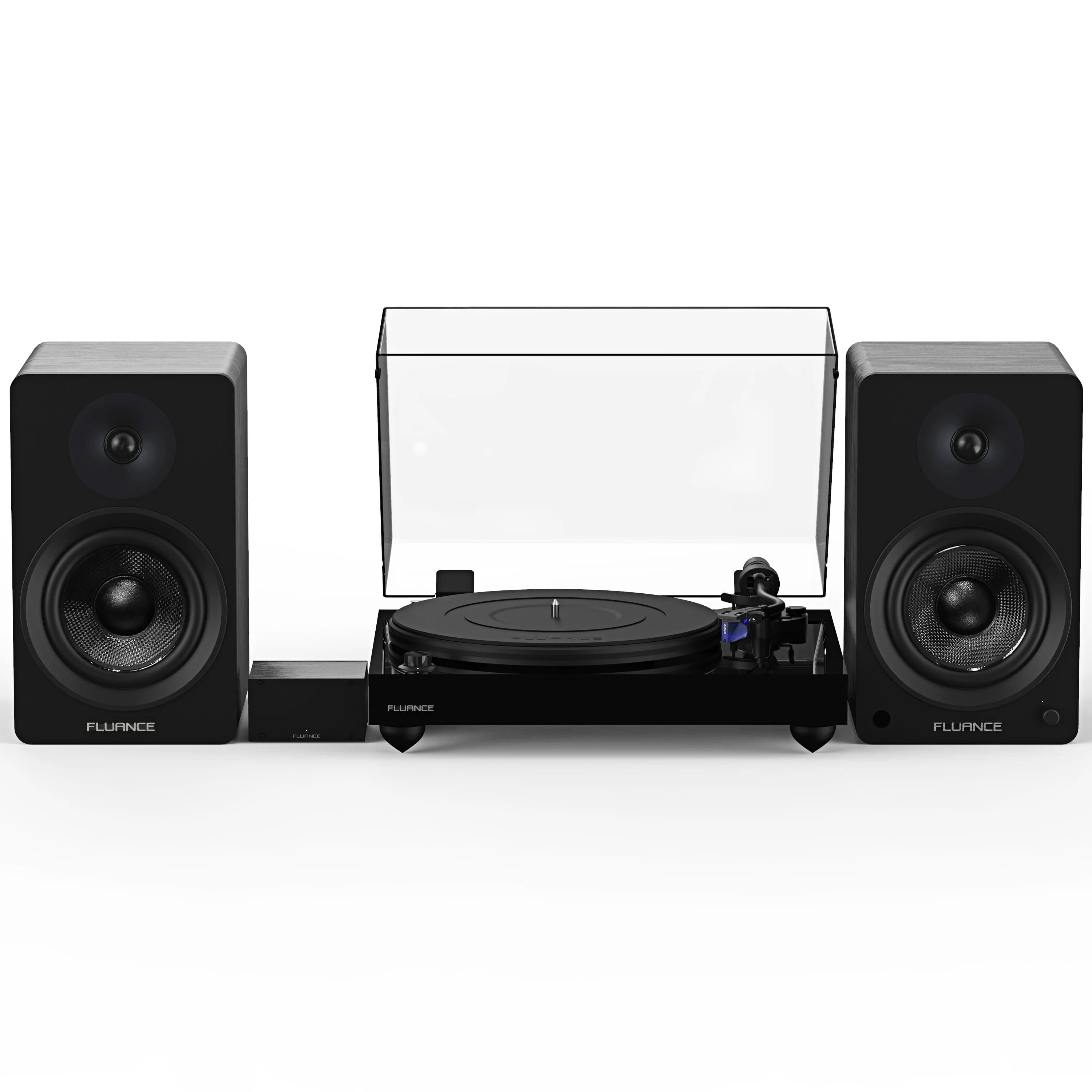 Fluance - RT84 Reference High Fidelity Vinyl Turntable, PA10 Phono Preamp and Ai61 Powered 6.5" Stereo Bookshelf Speakers - Piano Black