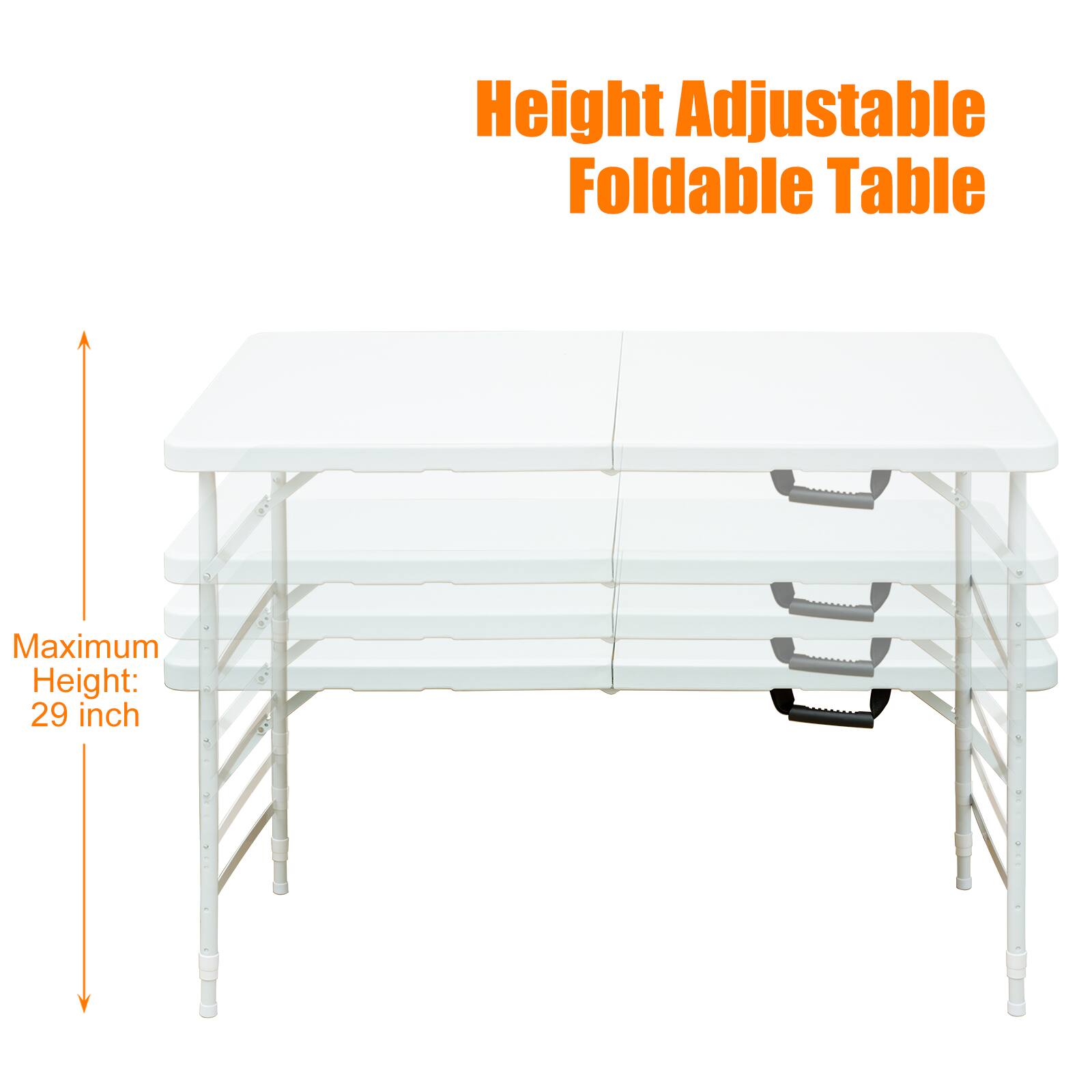 Height Adjustable Foldable Table  
Maximum Height: 29 inch