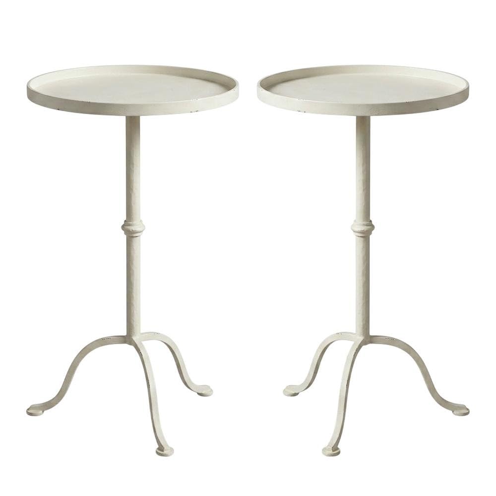 Alt View 1. Starlight Canyon Home - Round Pedestal End Table, Transitional Accent Side Table for Living Room - Gray And White.