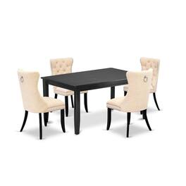 East West Furniture - 5 Piece Kitchen Table Set Consists of a Rectangle Dining Table - Black