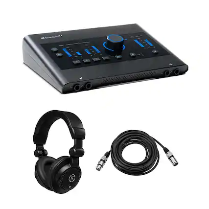 Front. PreSonus - PreSonus Quantum ES 4 4x4 24-Bit USB-C Audio Interface, Bundle with TAPH100 Monitor Headphones and 25' Microphone Cable.