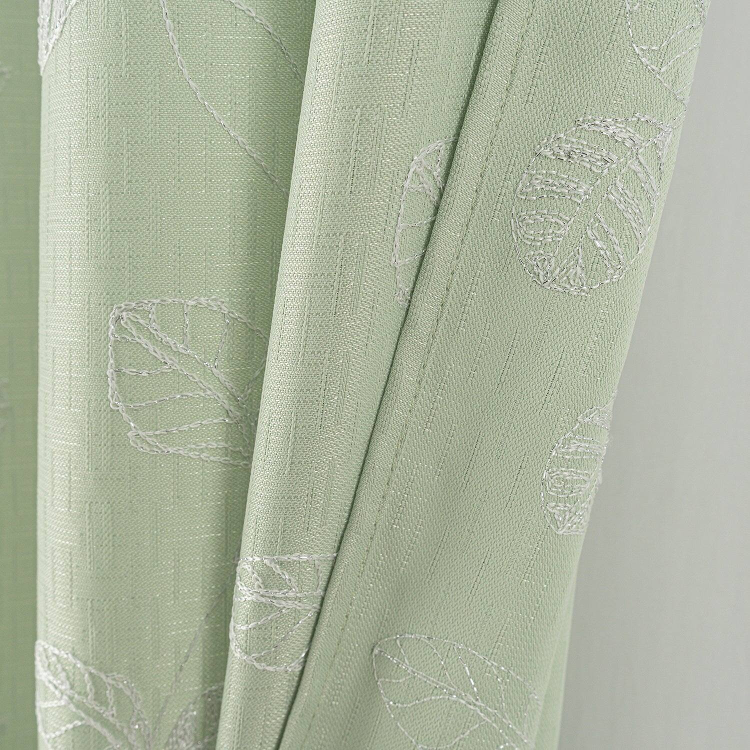 Alt View 1. RT Designers Collection - RT Designers Collection 100% Polyester 140 GSM Reed Embroidered Grommet Curtain Panel 54" x 90" Sage - Sage.