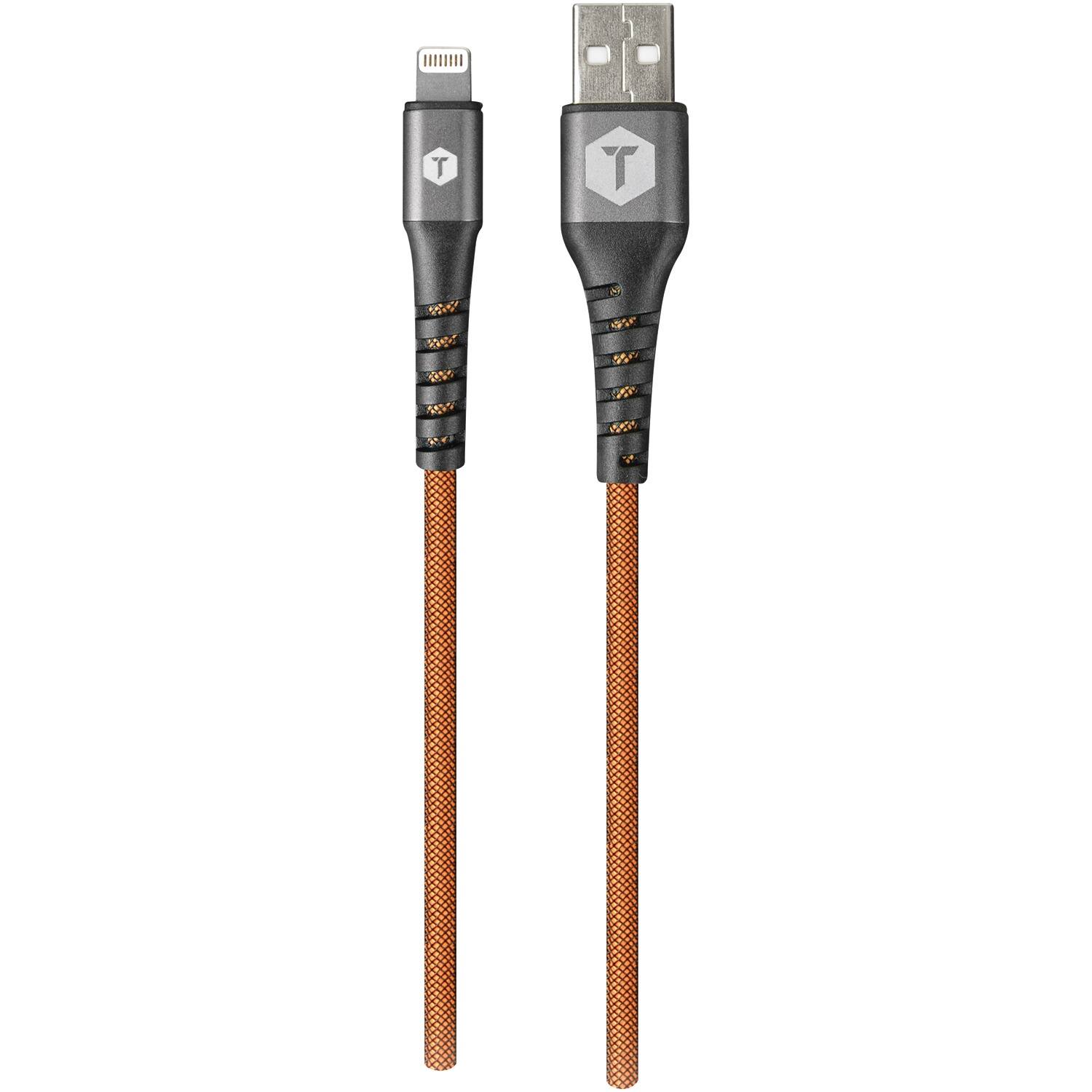 Alt View 5. ToughTested - Toughtested Tt-pc8-ip2 Pro Armor Weave Lightning To Usb Cable With Slim Tip, 8-ft. - black.