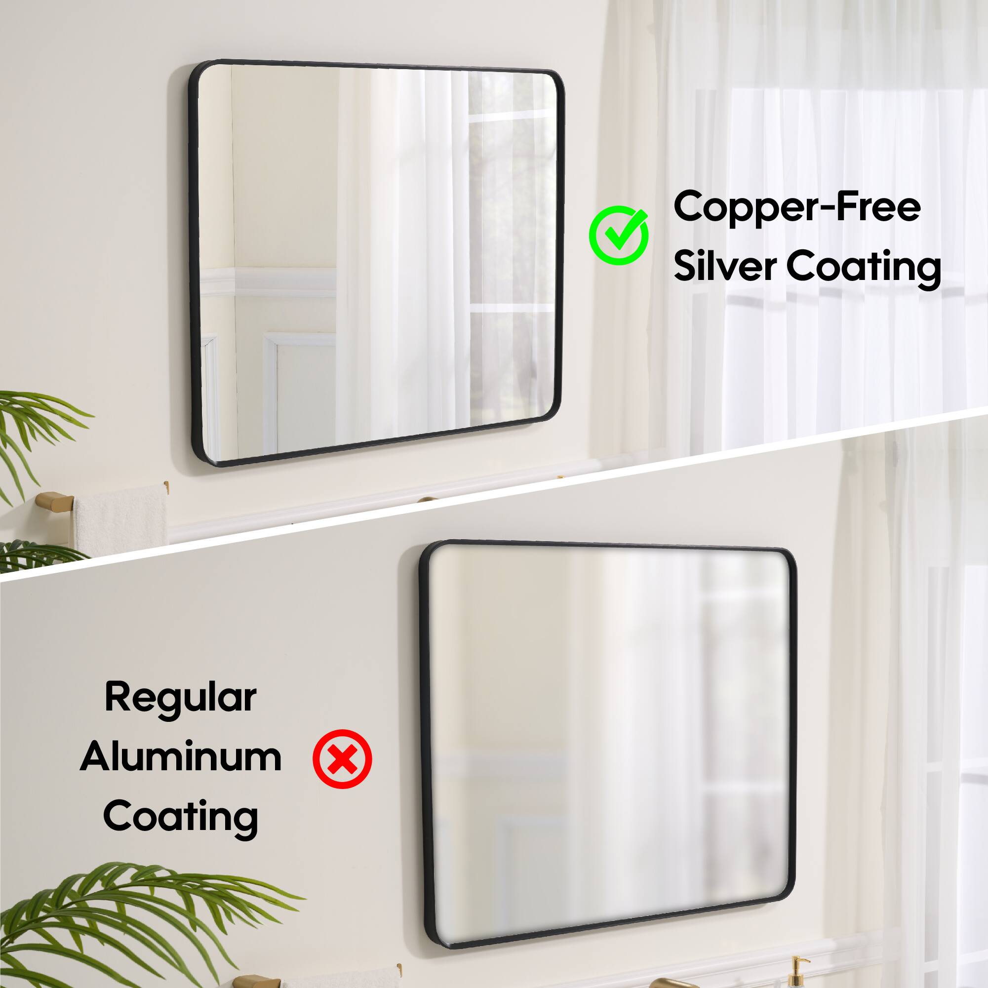 Copper-Free Silver Coating  
Regular Aluminum Coating