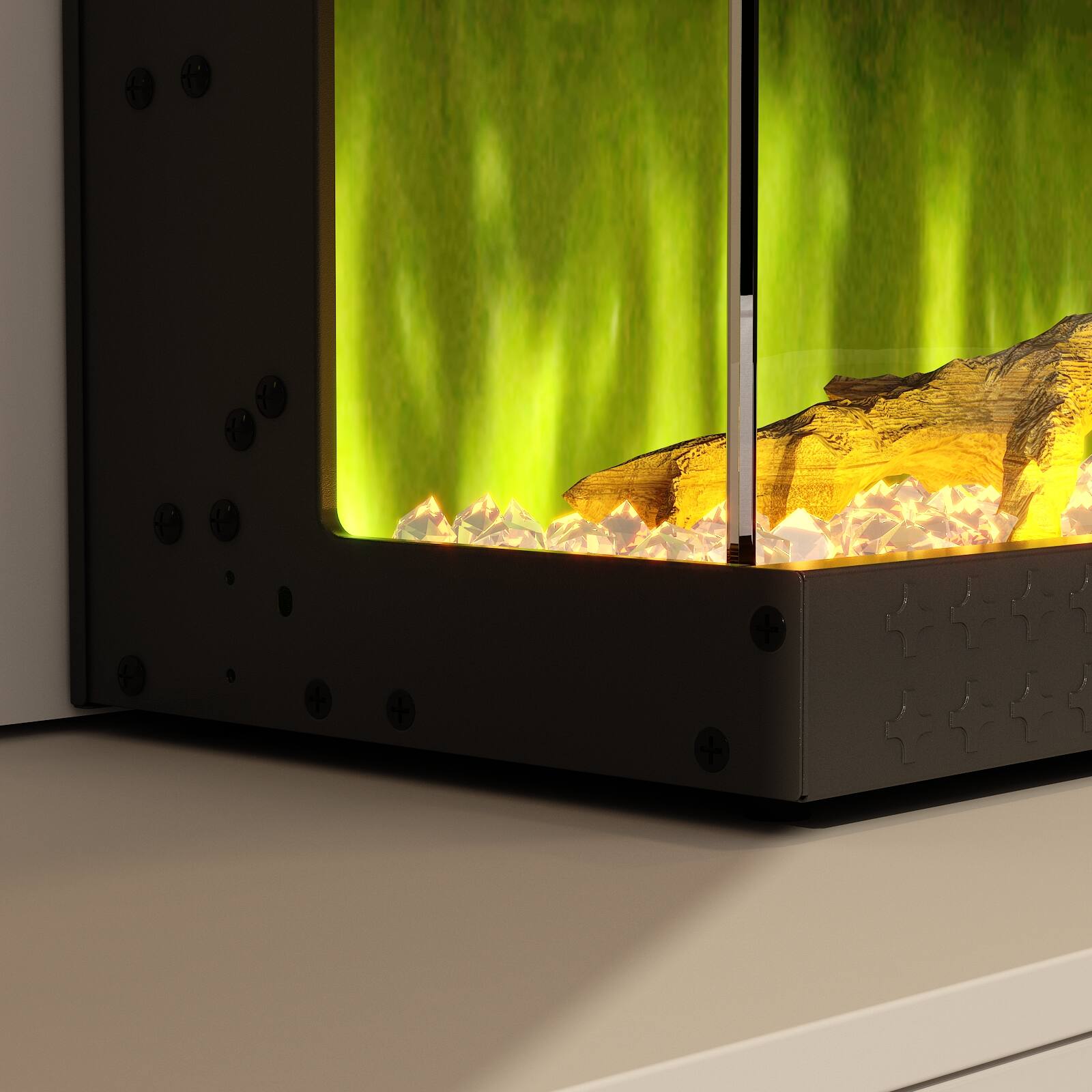 Alt View 9. FUFU&GAGA - 60" 3-Sided Holographic Electric Fireplace with WiFi App & Remote Control 12 Flame Colors, Timer Quiet Heater - Black.