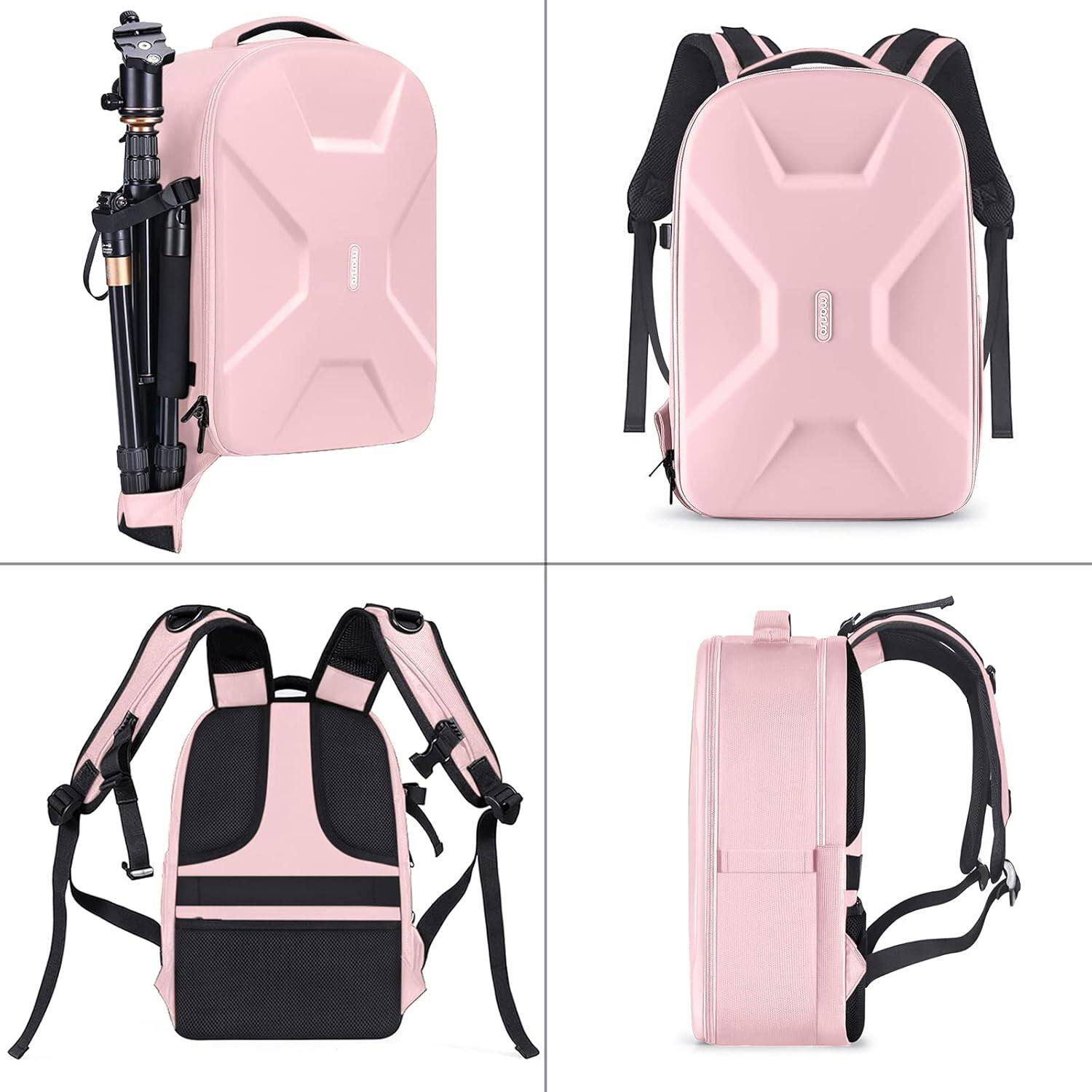 Alt View 1. mosiso - Camera Backpack 15-16 inch Waterproof Hardshell Camera Bag with Tripod Holder&Laptop Compartment - Pink.