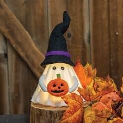 Angle. BreeBe - Felted Witch Ghost w/LED Light - Multicolor.