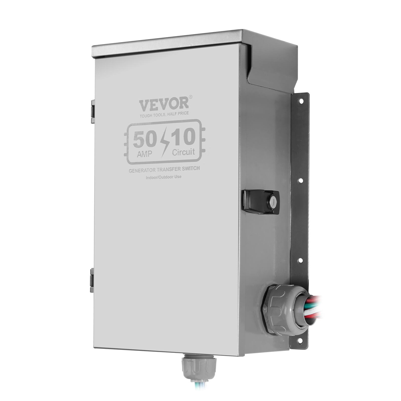 VEVOR Manual Transfer Switch, 50 Amp 10 Circuit, Prewired Generator ...