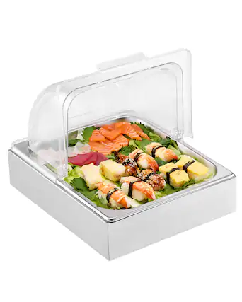 Front. VEVOR - Countertop Food Serving Display Container, 1 x 1/2 Pan Stainless Steel Food Serving Tray - Stainless Steel Silver.
