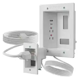 Mount-It! - Recessed In-Wall Cable Management Kit for TVs – USB-C, USB-A, Dual Outlets & Hidden Cable Routing - White