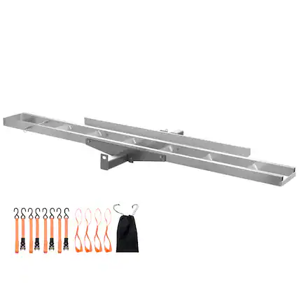 Front. VEVOR - Motorcycle Carrier, 400 lbs Capacity, Heavy Duty Aluminum Hitch Mount Rack with 47in Loading Ramp, Straps & Stabilizer - Silver-white.