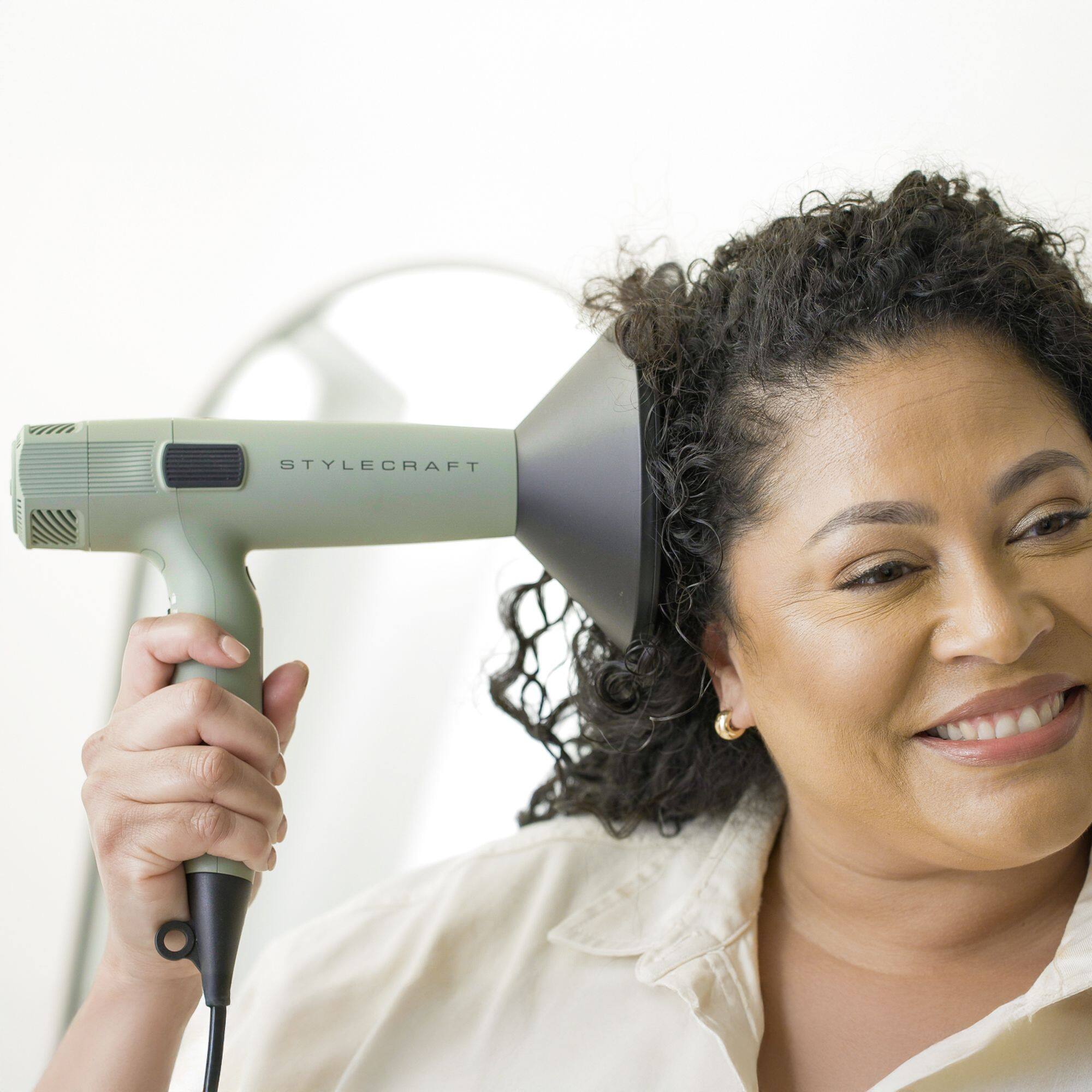 Alt View 2. StyleCraft - Sage Hair Dryer Professional Lightweight with 2 Concentrator Nozzles, 1 Diffuser - Sage.