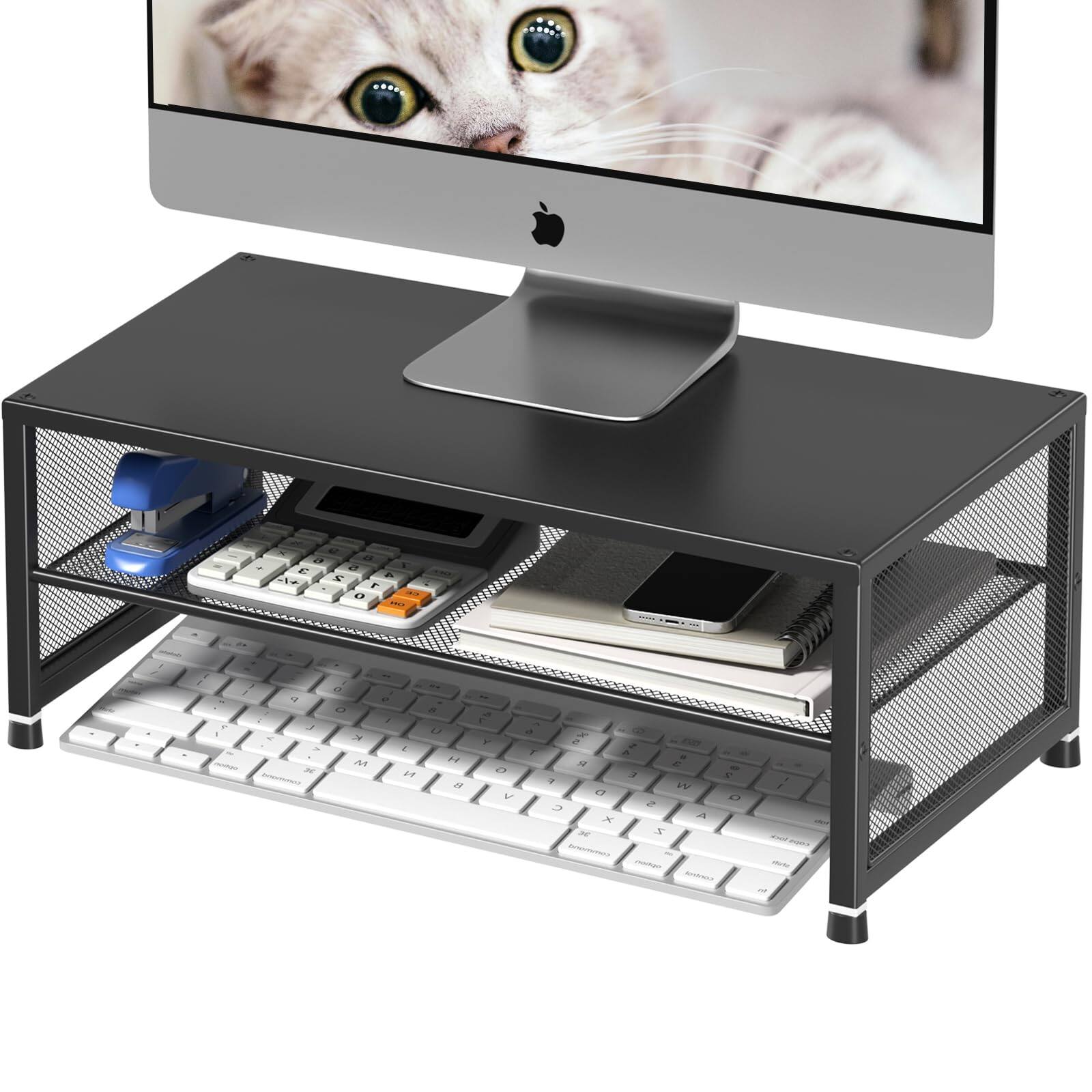 Alt View 1. Hanke - Desk Organizers And Accessories 2-tier Metal Computer Monitor Stand Riser Organizer For Printer Laptop Desk... - White.