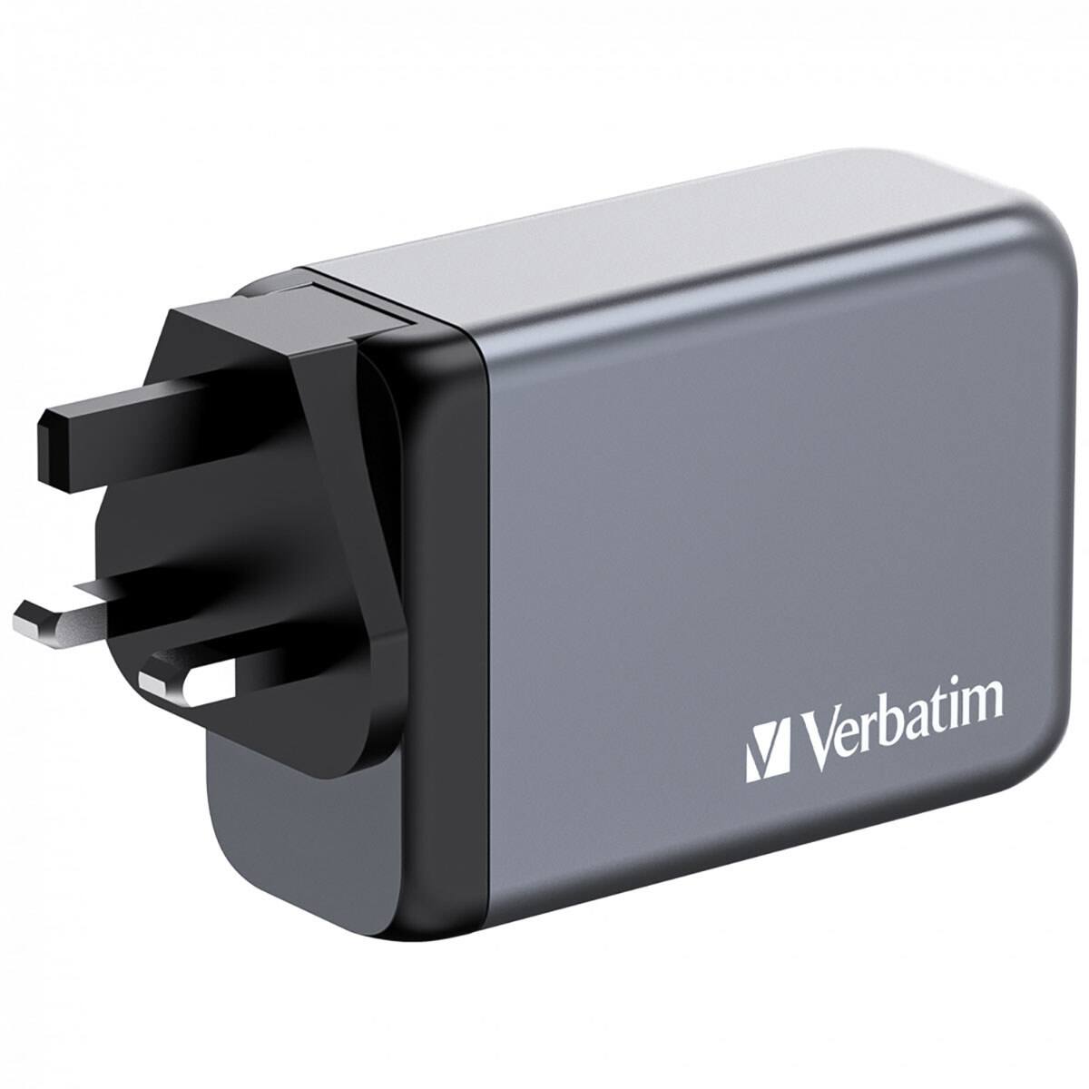 Alt View 2. Verbatim - Verbatim 240W 4-Port GaN Wall Charger - Black/Gray.