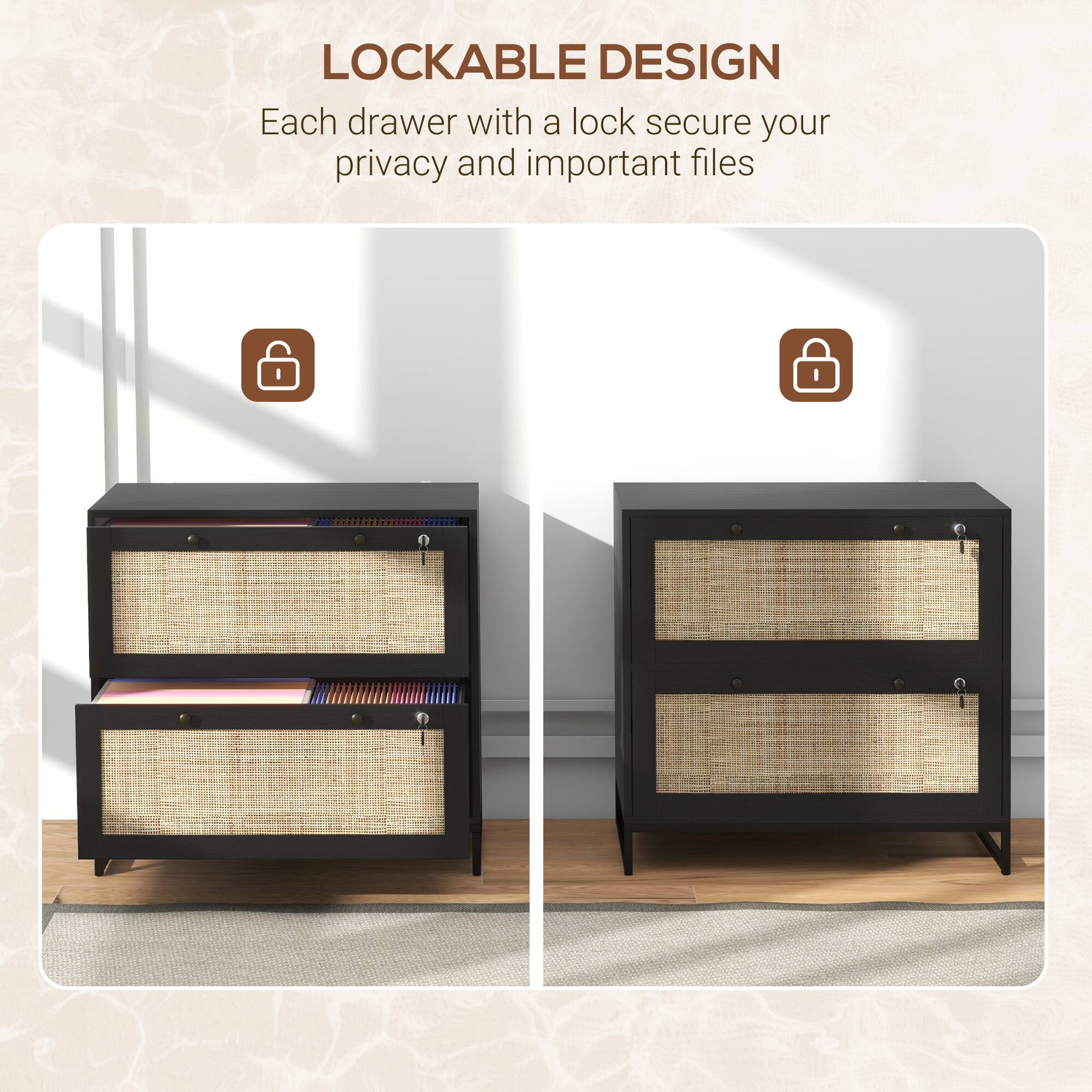 LOCKABLE DESIGN
Each drawer with a lock secure your privacy and important files