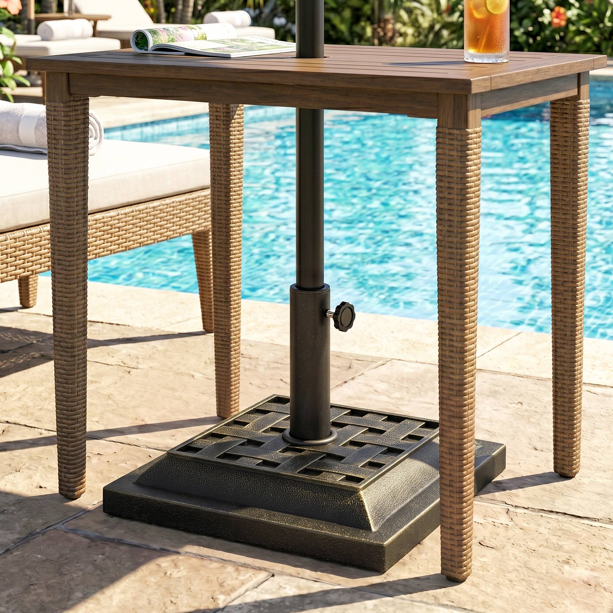 Alt View 1. Outsunny - 20 lbs Patio Market Umbrella Base Stand Resin Parasol Holder Square with Beautiful Decorative Pattern & Easy Setup - Bronze.