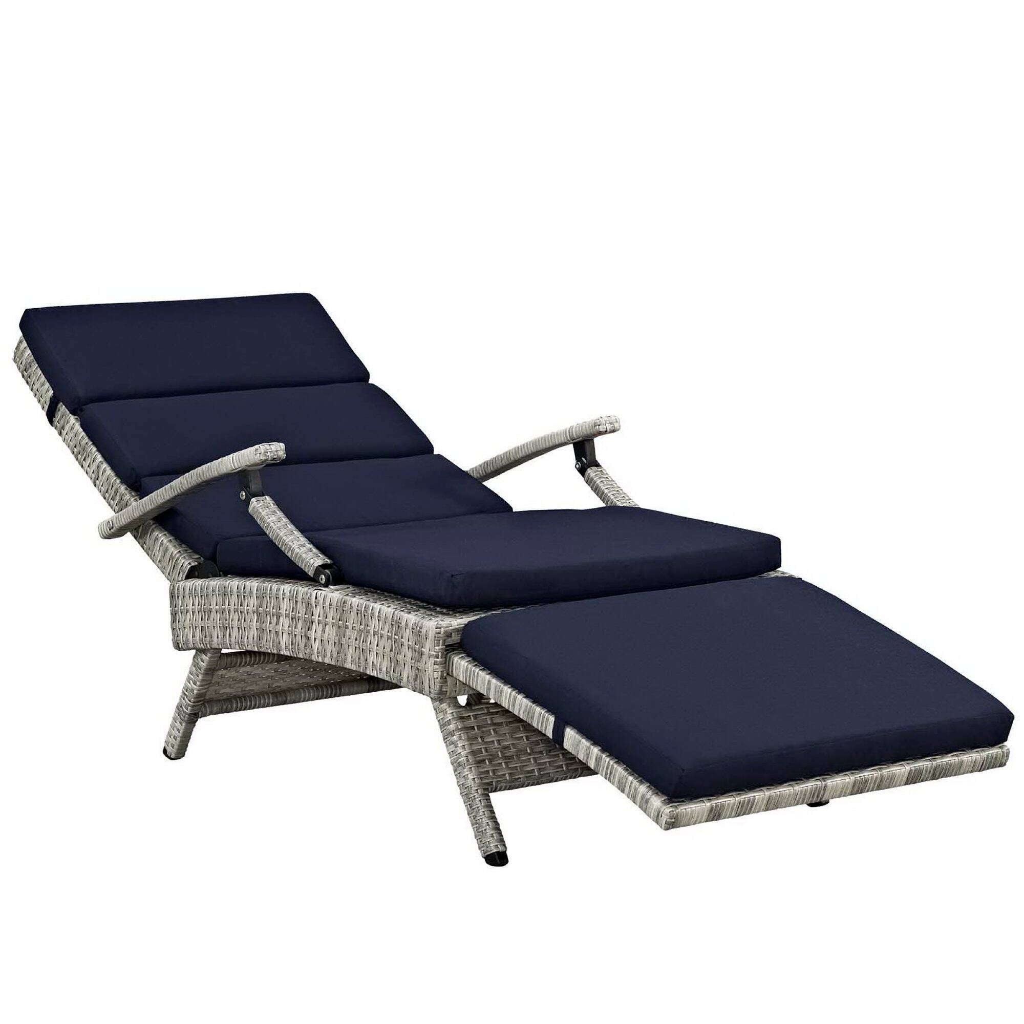 Alt View 1. Modway - Envisage Chaise Outdoor Patio Wicker Rattan Lounge Chair by Modway - Light Gray Navy.
