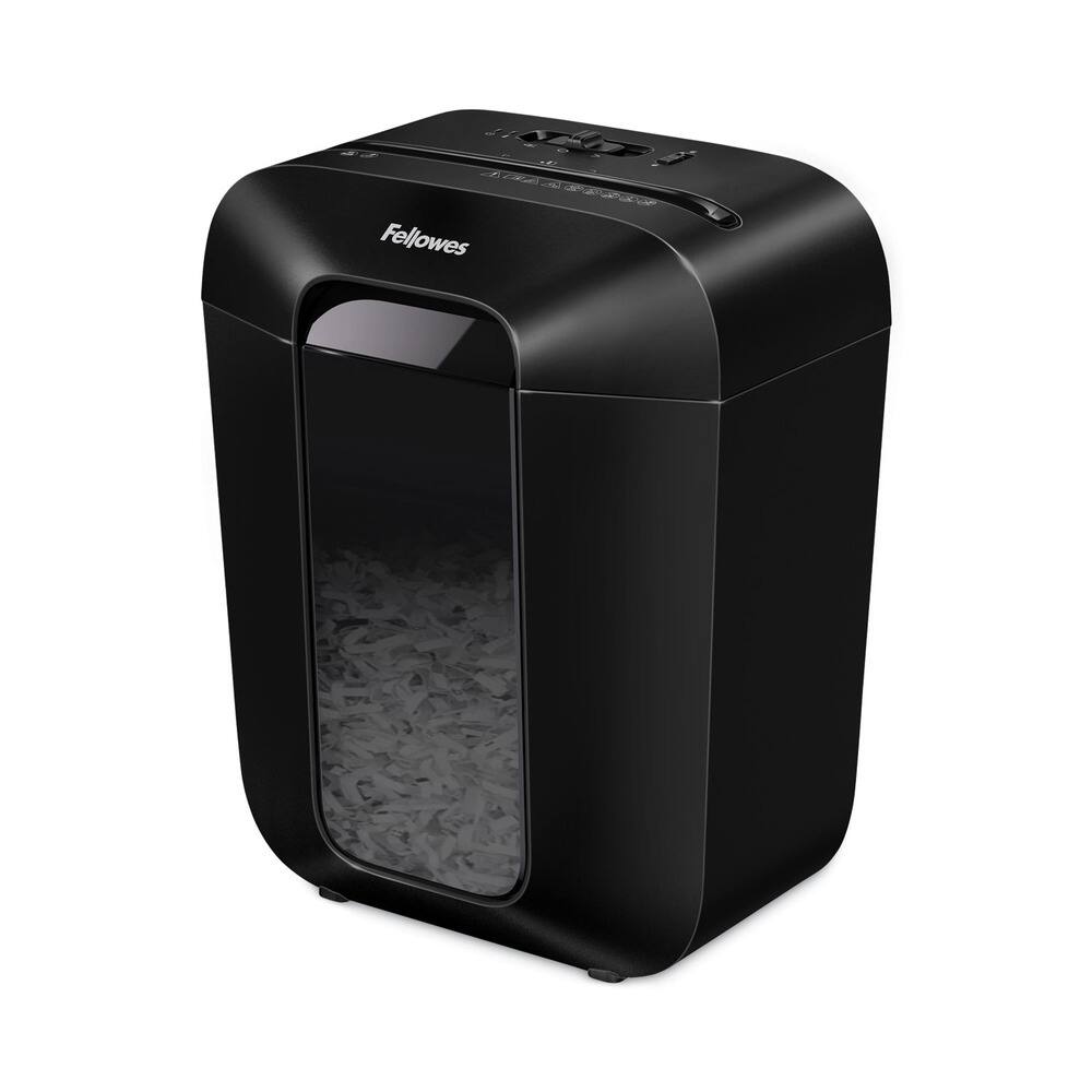 Front. Fellowes - 4400201 Powershred LX45 8 Manual Sheet Capacity Cross-Cut Shredder - Black.