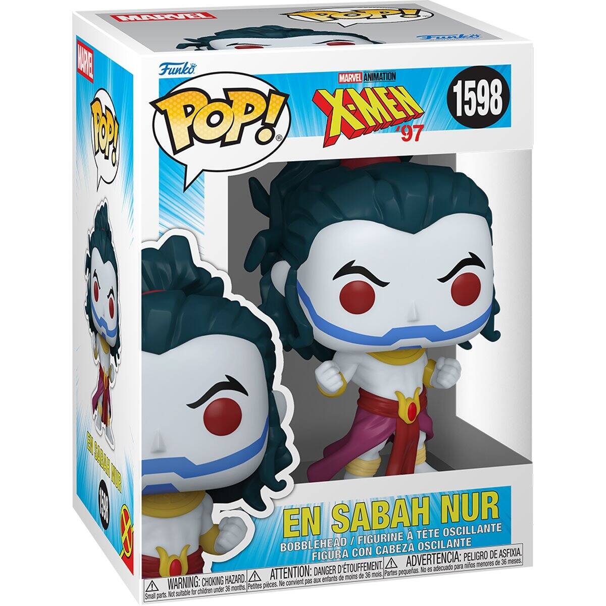 WANH FP FER A Funko MARVEL ANIMATION X-MEN '97 1598 1 POP! 97 SEA R 8 EN SABAH NUR TTE OSCILLANTE BOBBLEHEAD / FIGURINE OSCILANTE FIGURA CON CABEZA OSCILANTE, ADVERTENCIA: PELIGRO meses A menores de 36 D'TOUFFEMENT adecuado para nitos DANGER pequeñas. No D HAZARD A ATTENTION: onfants de moins de 36 mois Partes WARNING: CHOKING HAZARD - Small parts. Not suitable for children under 3 years.