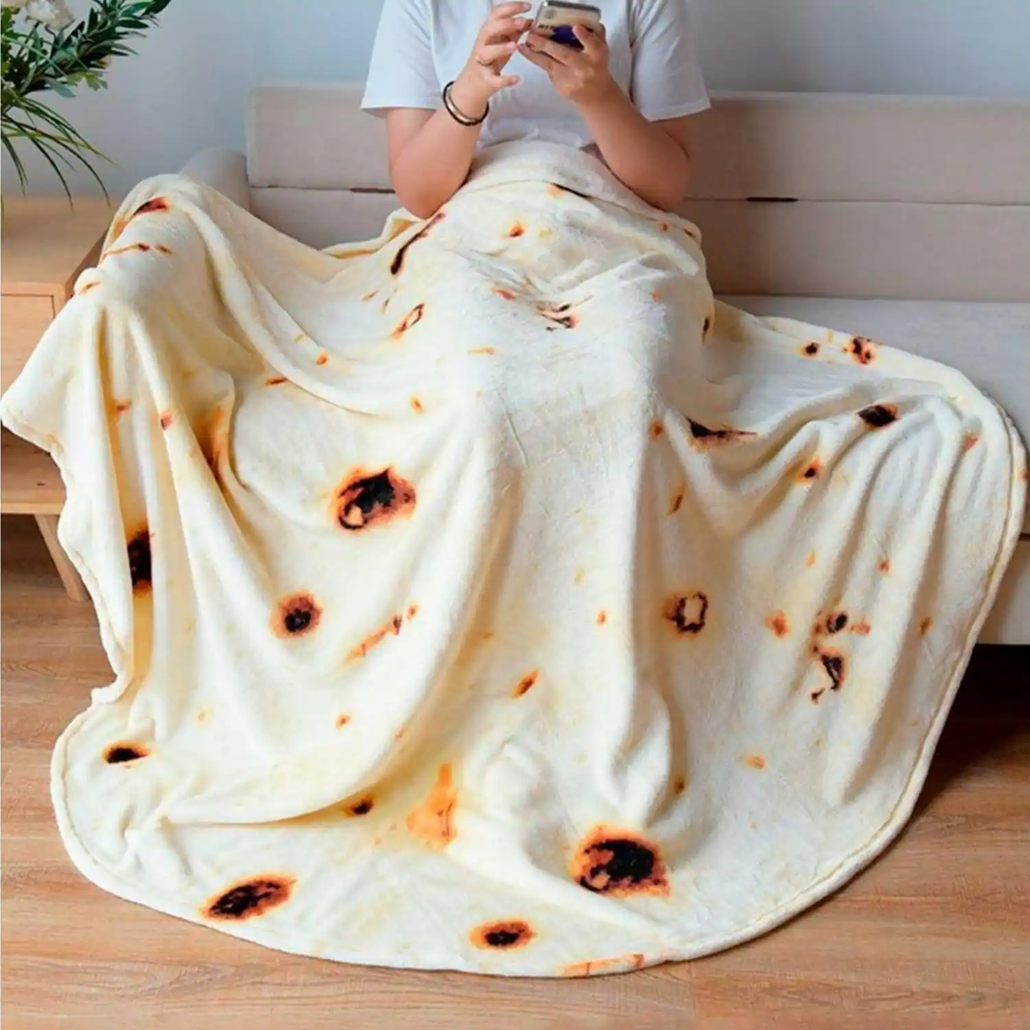 Alt View 3. Fabibe - Tortilla Burrito Blanket(41 Inches) Flannel Premium Double Sided material, which - 41 Inches.