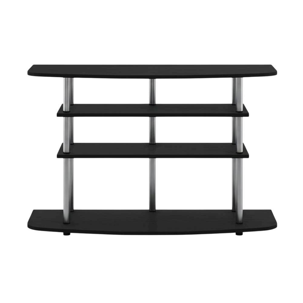 Alt View 3. FurniFact - Black Wood TV Stand for up to 46-inch Screens with 4-Tier Storage - Black.