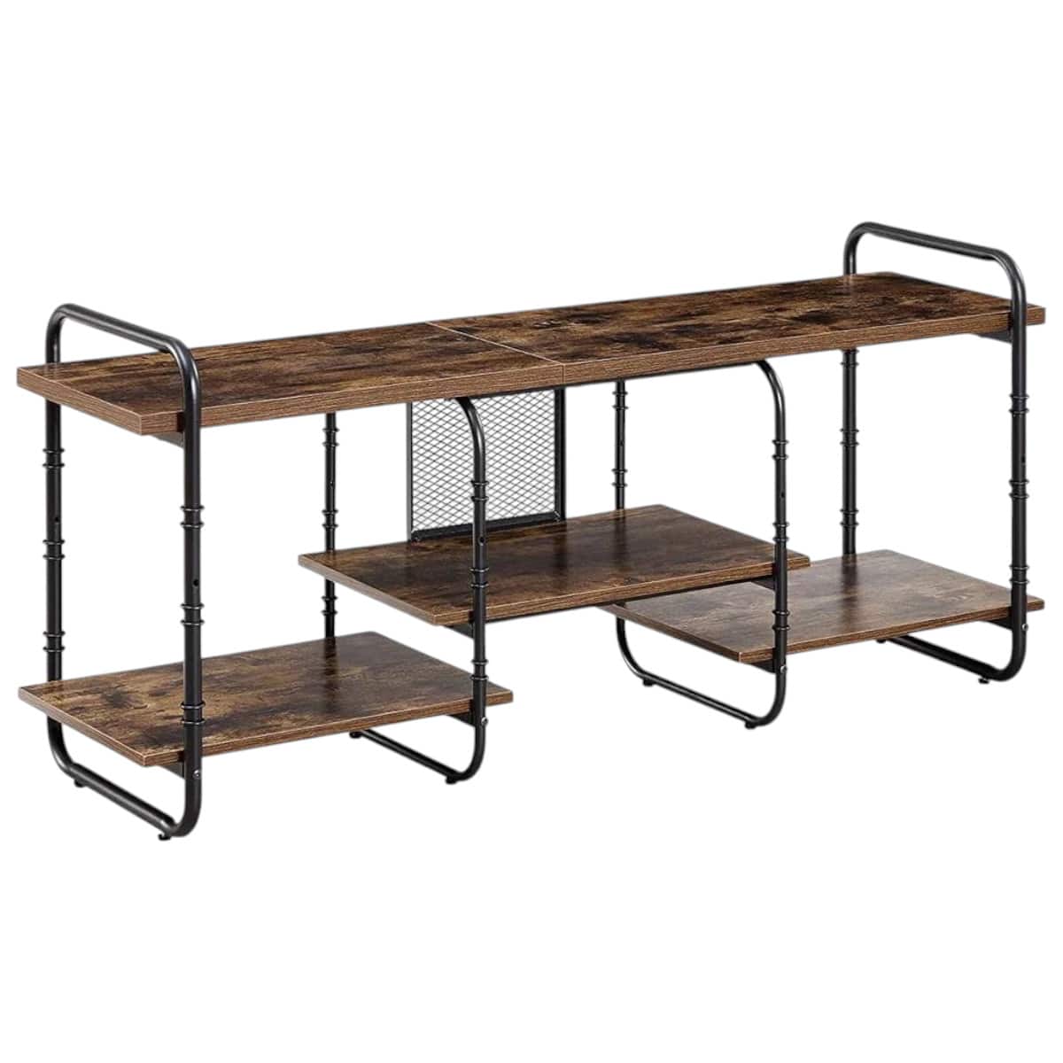 SlickBlue - Modern TV Stand with Wood and Metal Frame for Entertainment Center - Brown