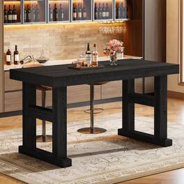 Tribesigns - 63-Inch Rectangular Counter-Height Bar Table with Wood-Grain Finish for Kitchen or Dining Room - Black