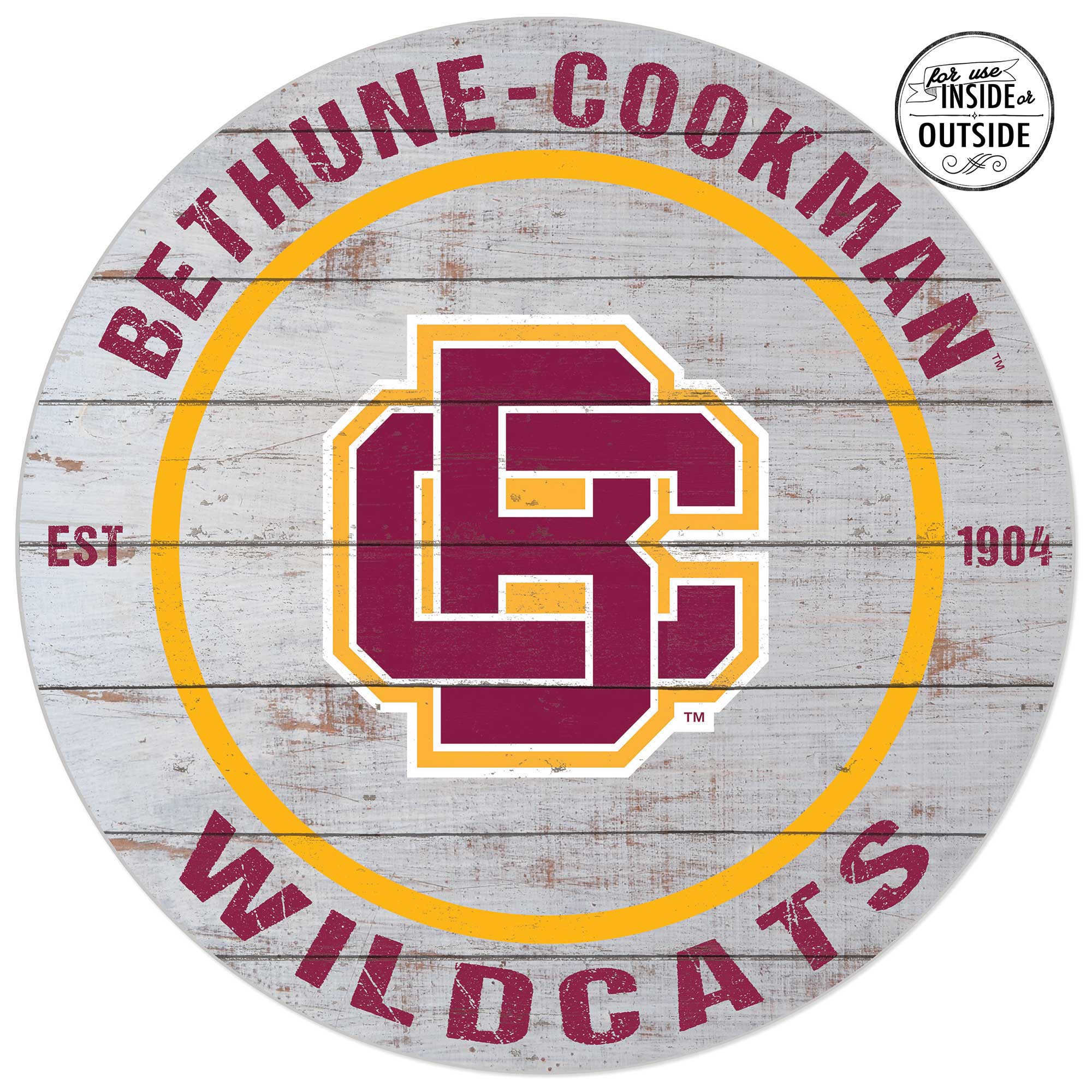 Bethune-Cookman Wildcats 20'' x 20'' Indoor/Outdoor Weathered Circle Sign