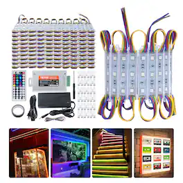 VEVOR - 200PCS LED Storefront Lights, 103 ft, LED Module Lights, 5050 SMD 3-LED RGB Color Changing Window Lights, Remote Control - White