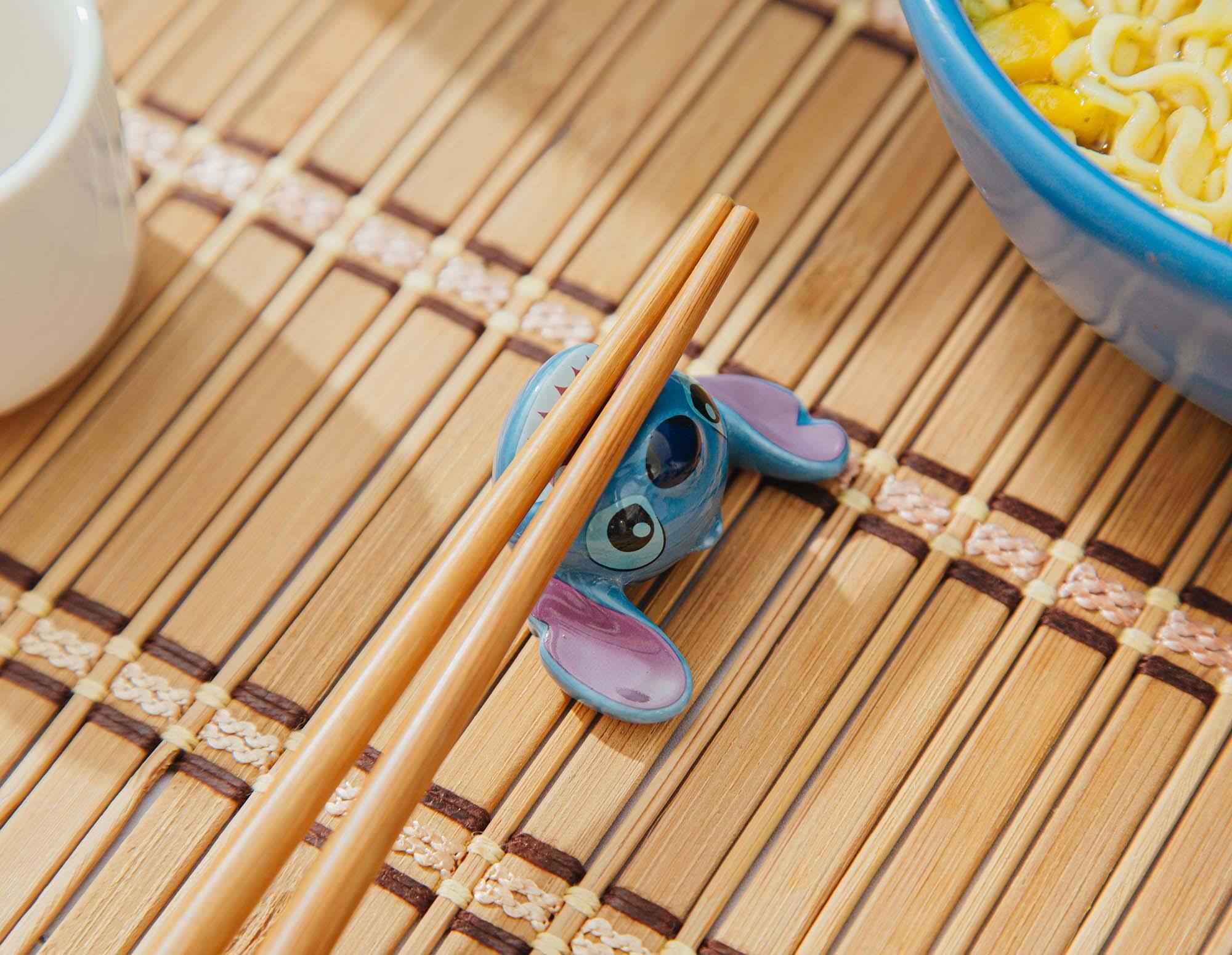Alt View 4. Disney - Disney Lilo & Stitch 2-Pair Wooden Chopstick Set With Ceramic Rests - Blue.