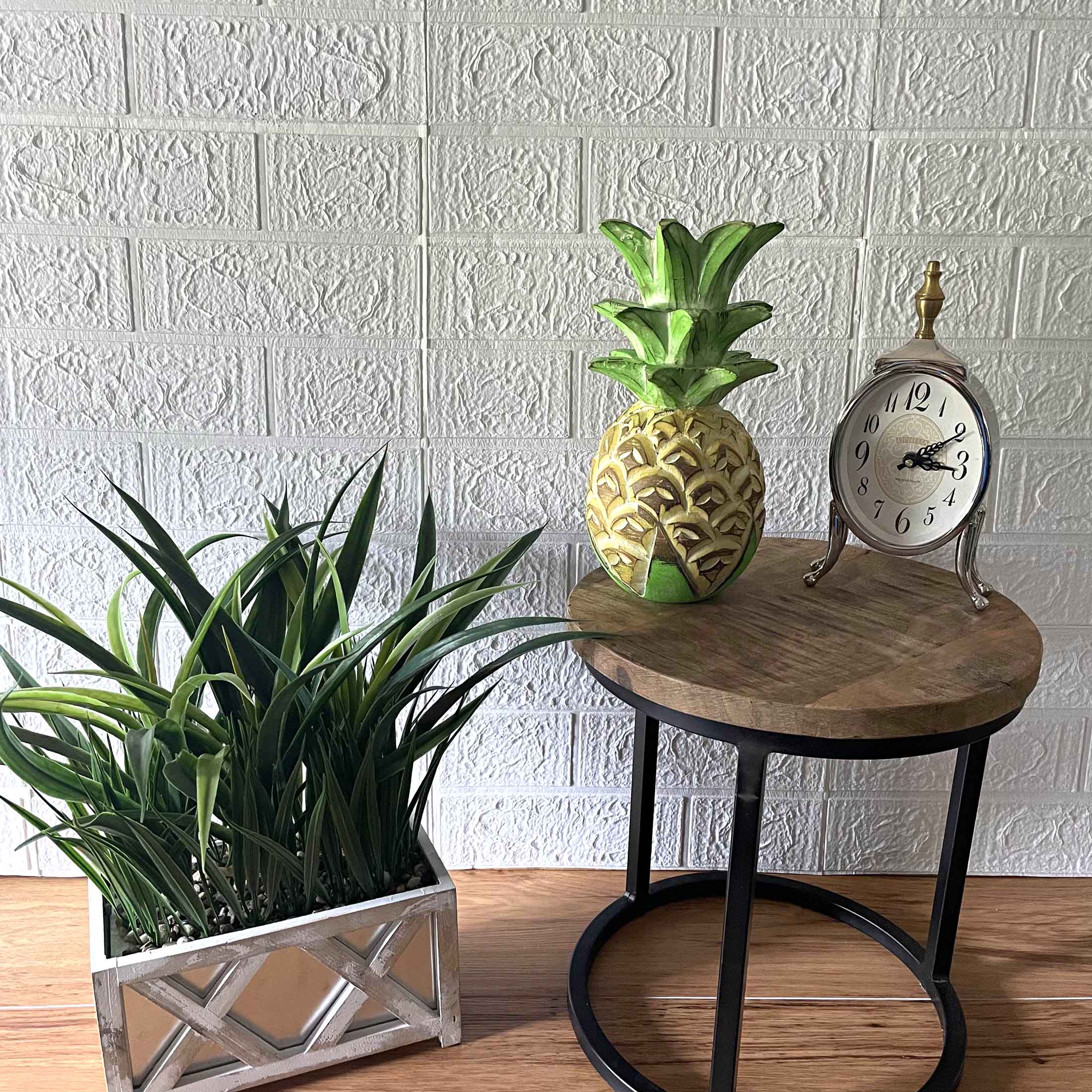 Alt View 5. Chesapeake Bay - Hand-Painted Pineapple Sculpture – 9.75" High, Rustic Tropical Decor Accent - Multicolored.