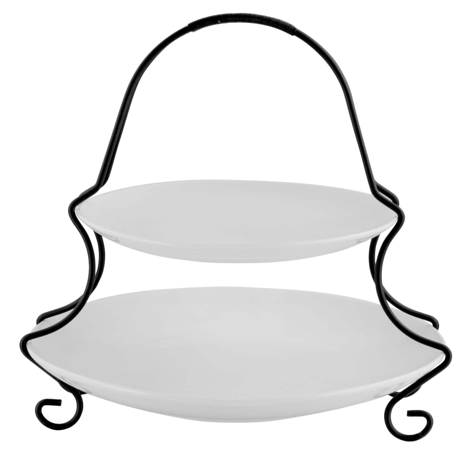 Gibson - Elite Splendid Grace 2 Tiered Serving Set with Metal Rack in - White